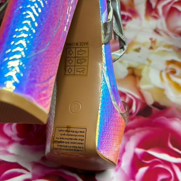 Iridescent Platform Prom Heels with Ribbon Tie - Picture 4 of 7